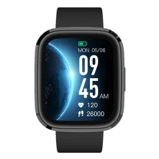 Smartwatch GRC STYLE - czarny, z wyświetlaczem pokazującym datę, godzinę, tętno i liczbę kroków