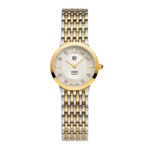 Elegancki zegarek Cover Langham Diamond o średnicy 25 mm, zaprojektowany z myślą o subtelnej elegancji i luksusie. Tarcza w odcieniu szampana ozdobiona jest delikatnymi diamentami, które podkreślają pozycje godzinowe, nadając zegarkowi wyjątkowego blasku. Koperta i bransoleta łączą srebrne i złote elementy, tworząc harmonijną kompozycję kolorystyczną, która doskonale sprawdzi się zarówno w codziennych, jak i formalnych stylizacjach. Smukłe wskazówki i prosty, klasyczny design tarczy nadają zegarkowi ponadczasowy charakter, a szwajcarskie wykonanie zapewnia najwyższą jakość i precyzję. Idealny wybór dla kobiet ceniących klasykę z odrobiną luksusu.