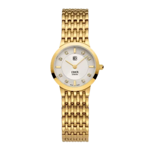 Elegancki zegarek damski Cover Langham Diamond CO125.23 z tarczą wysadzaną diamentami. Złota bransoleta oraz koperta dodają prestiżu, a subtelna tarcza podkreśla luksusowy charakter zegarka. Idealny dodatek na wyjątkowe okazje.