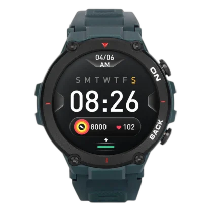 Smartwatch Garett GRS w zielonym kolorze z dużym, czytelnym wyświetlaczem i funkcjami monitorowania zdrowia oraz aktywności fizycznej. Idealny dla aktywnych użytkowników.