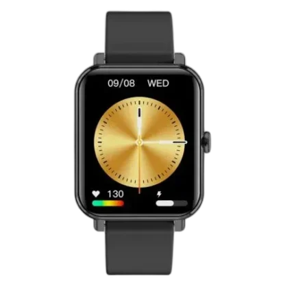 Nowoczesny smartwatch Garett GRC Classic w czarnym kolorze, z silikonowym paskiem i wyświetlaczem z klasycznym wzorem tarczy zegarowej. Wyposażony w funkcje monitorowania tętna, aktywności fizycznej oraz powiadomienia. Stylowy i funkcjonalny wybór na co dzień.