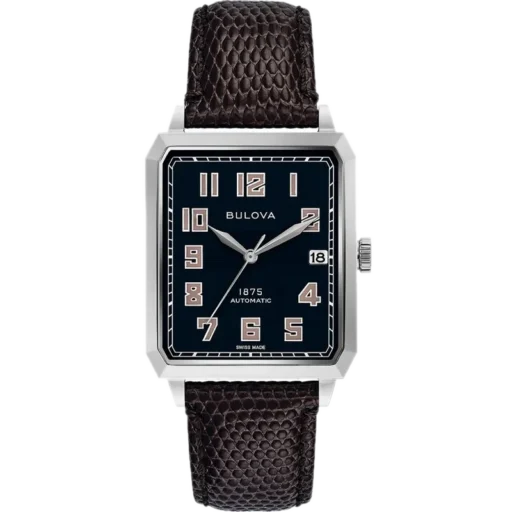 Zegarek Bulova Breton 96B332 to elegancka propozycja dla miłośników klasycznego designu z nutą nowoczesności. Z unikalnym, prostokątnym kopertowym kształtem, ciemnoniebieską tarczą i wyrazistymi cyframi, zegarek wyróżnia się subtelnym, ale wyrazistym stylem. Połączenie automatycznego mechanizmu i wysokiej jakości brązowego pasku skórzanego tworzy połączenie elegancji i komfortu. Zegarek ten, z odpornością na wodę do 30 metrów, to doskonały wybór dla osób szukających klasyki w nowoczesnym wydaniu.