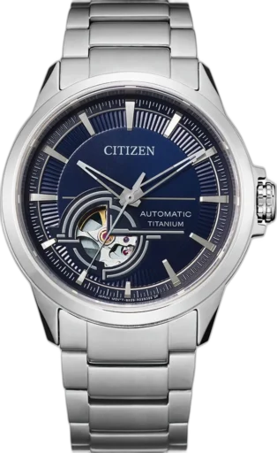 Męski zegarek Citizen NH9120-88L z mechanizmem automatycznym, niebieską tarczą typu open-heart i tytanową bransoletą – stylowy i lekki model idealny na prezent dla mężczyzny