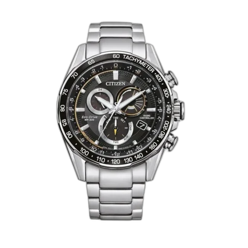 Męski zegarek Citizen CB5914-89E z czarną tarczą, funkcją chronografu, technologią Eco-Drive i synchronizacją radiową – idealny prezent dla mężczyzny ceniącego precyzję