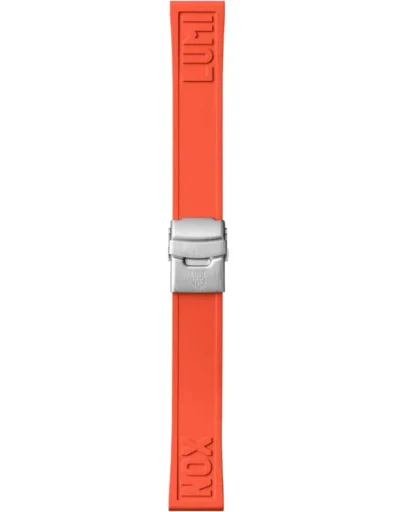 Pasek Luminox FP2205.35Q to wyrazisty gumowy pasek w kolorze pomarańczowym o szerokości 22 mm. Wykonany z trwałego i elastycznego materiału, idealnie nadaje się do aktywnego stylu życia oraz codziennego użytkowania w trudnych warunkach. Na pasku znajduje się tłoczone logo „LUMI” oraz „NOX”, a zapięcie w kolorze stalowym zapewnia wygodę i bezpieczeństwo noszenia. Pasek ten świetnie pasuje do zegarków o sportowym i survivalowym charakterze, dodając im energii i nowoczesnego stylu.