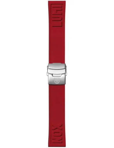 Pasek Luminox FP2406.30Q w kolorze czerwonym to solidny, kauczukowy model o szerokości 24 mm, przeznaczony do większych zegarków marki Luminox. Intensywna czerwień dodaje charakteru każdemu zegarkowi, podkreślając sportowy i wyrazisty styl. Pasek jest wyposażony w solidne stalowe zapięcie z logo Luminox oraz tłoczenia „LUMI” i „NOX” po obu stronach, co stanowi charakterystyczny element designu marki. Wysokiej jakości materiał sprawia, że pasek jest odporny na wodę, pot i uszkodzenia mechaniczne, dzięki czemu sprawdzi się zarówno na co dzień, jak i w ekstremalnych warunkach. Idealny wybór do zegarków z serii Navy Seal lub Deep Dive.