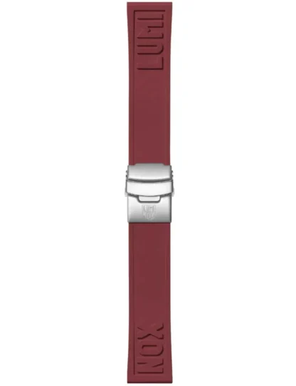 Pasek Luminox FP2406.32Q to kauczukowy pasek o szerokości 24 mm w eleganckim, ciemnoczerwonym kolorze typu wine red. Przeznaczony do większych modeli zegarków Luminox, łączy w sobie wytrzymałość z wyrazistym stylem. Wytłoczone logo „LUMI” i „NOX” nadaje mu charakterystyczny wygląd, a solidna stalowa klamra z logo marki zapewnia bezpieczne zapięcie. Pasek świetnie sprawdzi się w zegarkach z serii Navy Seal czy Pacific Diver, oferując komfort noszenia i odporność na wilgoć, idealny zarówno na co dzień, jak i w warunkach outdoorowych.