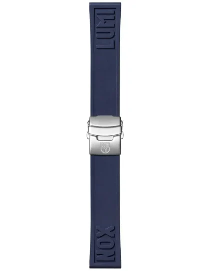 Pasek Luminox FP2406.41Q to ciemnoniebieski pasek gumowy o szerokości 24 mm, idealny dla osób ceniących elegancję w sportowym wydaniu. Wykonany z wytrzymałego kauczuku, gwarantuje komfort noszenia nawet w trudnych warunkach. Wyposażony w solidną stalową klamrę z logo Luminox oraz charakterystyczne tłoczenia „LUMI” i „NOX”, podkreślające markowy styl. Głęboki, morski odcień świetnie pasuje do zegarków typu diver, dodając im klasy i nowoczesnego charakteru.