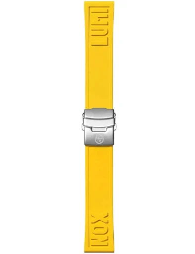 Pasek Luminox FP2406.51Q to żółty pasek gumowy o szerokości 24 mm, idealny dla osób poszukujących odważnych dodatków i energicznego wyglądu. Wykonany z wysokiej jakości kauczuku, cechuje się dużą elastycznością i odpornością na czynniki zewnętrzne. Wyposażony w solidną stalową klamrę z wygrawerowanym logo marki oraz charakterystyczne tłoczenia „LUMI” i „NOX”, które podkreślają jego sportowy charakter. Jaskrawy kolor doskonale komponuje się z zegarkami typu diver, przyciągając wzrok i dodając stylizacji dynamiki.