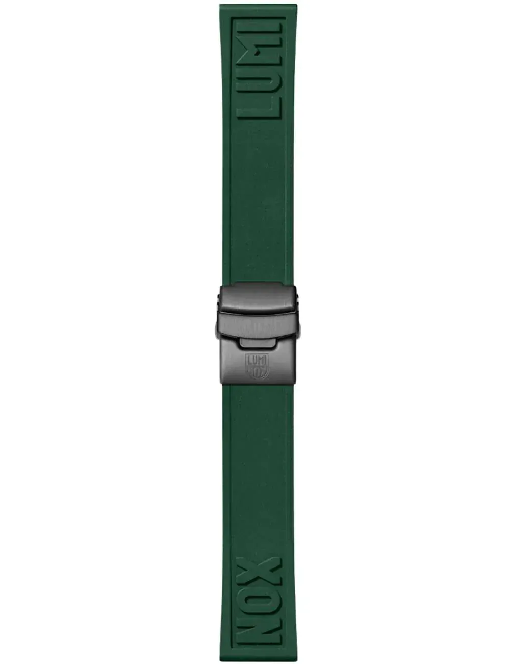 Pasek Luminox FP2406.61B to ciemnozielony pasek gumowy o szerokości 24 mm, stworzony z myślą o fanach outdoorowego stylu. Wykonany z elastycznego i trwałego kauczuku, zapewnia komfort i odporność na warunki atmosferyczne. Wyposażony w czarną, powlekaną metodą IP klamrę ze stali oraz wytłoczenia „LUMI” i „NOX”, doskonale wpisuje się w design zegarków typu diver i sportowych modeli. Głęboka zieleń nadaje mu unikalnego charakteru, podkreślając przywiązanie do natury i przygody.