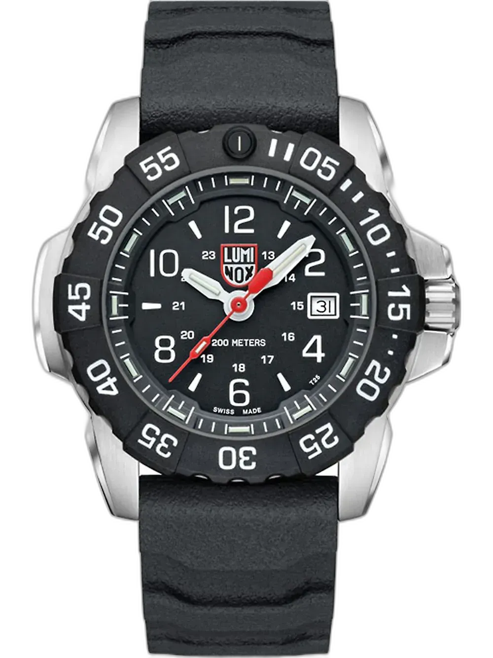 Zegarek Luminox XS.3251.CB Navy Seal Steel to solidny model stworzony z myślą o wymagających użytkownikach. Czarna tarcza z wyraźnymi, białymi indeksami i czerwonym sekundnikiem zapewnia czytelność w każdych warunkach. Koperta ze stali nierdzewnej o średnicy 45 mm w połączeniu z czarnym, gumowym paskiem gwarantuje trwałość i wygodę noszenia. Obrotowy bezel i wodoszczelność do 200 metrów sprawiają, że zegarek sprawdzi się w ekstremalnych warunkach. Idealny wybór dla miłośników outdooru i służb mundurowych.